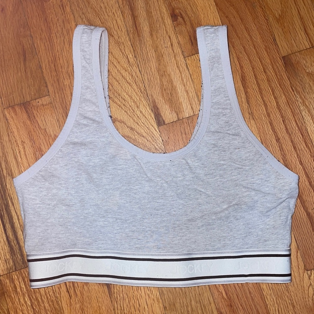 Large Light Gray Jockey Sports Bra with Elastic Waistband